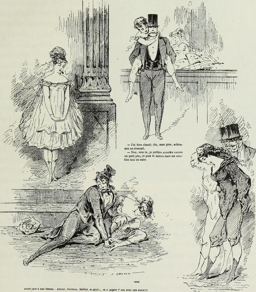 An illustration from Das Weib in der Karikatur Frankreichs : mit 448 Textillustrationen und 72 farbigen Kunstblättern nach seltenen und amüsanten französischen Karikaturen aus allen Zeitepochen, 1907, leaf 643