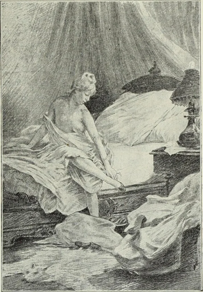 An illustration from Das Weib in der Karikatur Frankreichs : mit 448 Textillustrationen und 72 farbigen Kunstblättern nach seltenen und amüsanten französischen Karikaturen aus allen Zeitepochen, 1907, leaf 645
