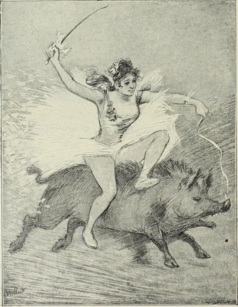 An illustration from Das Weib in der Karikatur Frankreichs : mit 448 Textillustrationen und 72 farbigen Kunstblättern nach seltenen und amüsanten französischen Karikaturen aus allen Zeitepochen, 1907, leaf 646