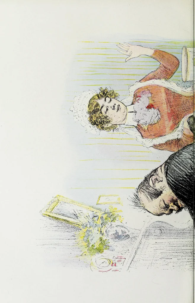 An illustration from Das Weib in der Karikatur Frankreichs : mit 448 Textillustrationen und 72 farbigen Kunstblättern nach seltenen und amüsanten französischen Karikaturen aus allen Zeitepochen, 1907, leaf 648