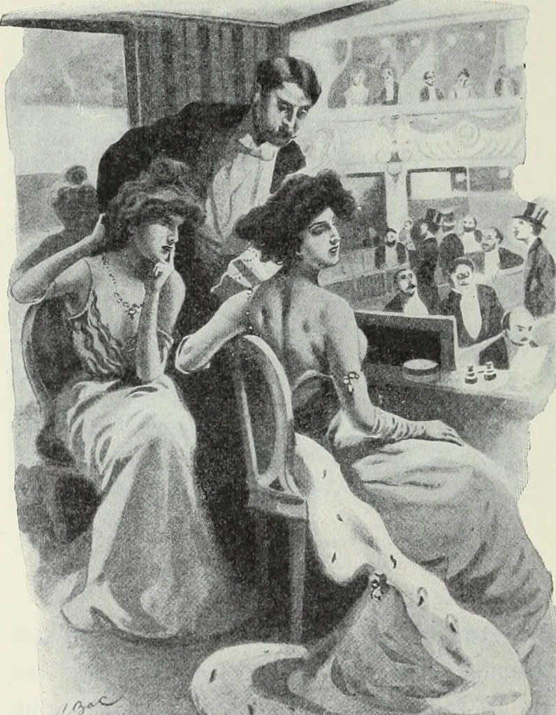 An illustration from Das Weib in der Karikatur Frankreichs : mit 448 Textillustrationen und 72 farbigen Kunstblättern nach seltenen und amüsanten französischen Karikaturen aus allen Zeitepochen, 1907, leaf 652