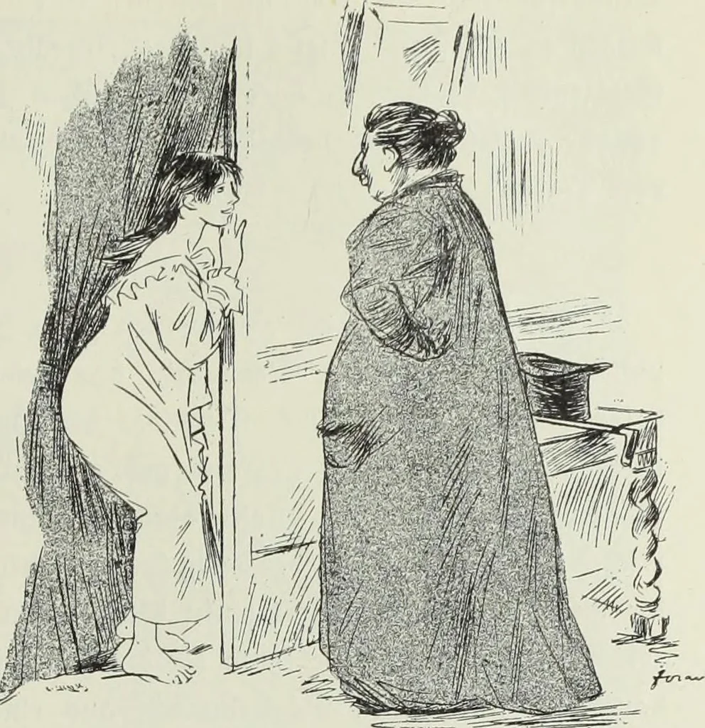 An illustration from Das Weib in der Karikatur Frankreichs : mit 448 Textillustrationen und 72 farbigen Kunstblättern nach seltenen und amüsanten französischen Karikaturen aus allen Zeitepochen, 1907, leaf 653