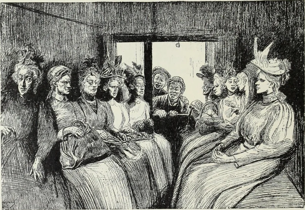 An illustration from Das Weib in der Karikatur Frankreichs : mit 448 Textillustrationen und 72 farbigen Kunstblättern nach seltenen und amüsanten französischen Karikaturen aus allen Zeitepochen, 1907, leaf 654