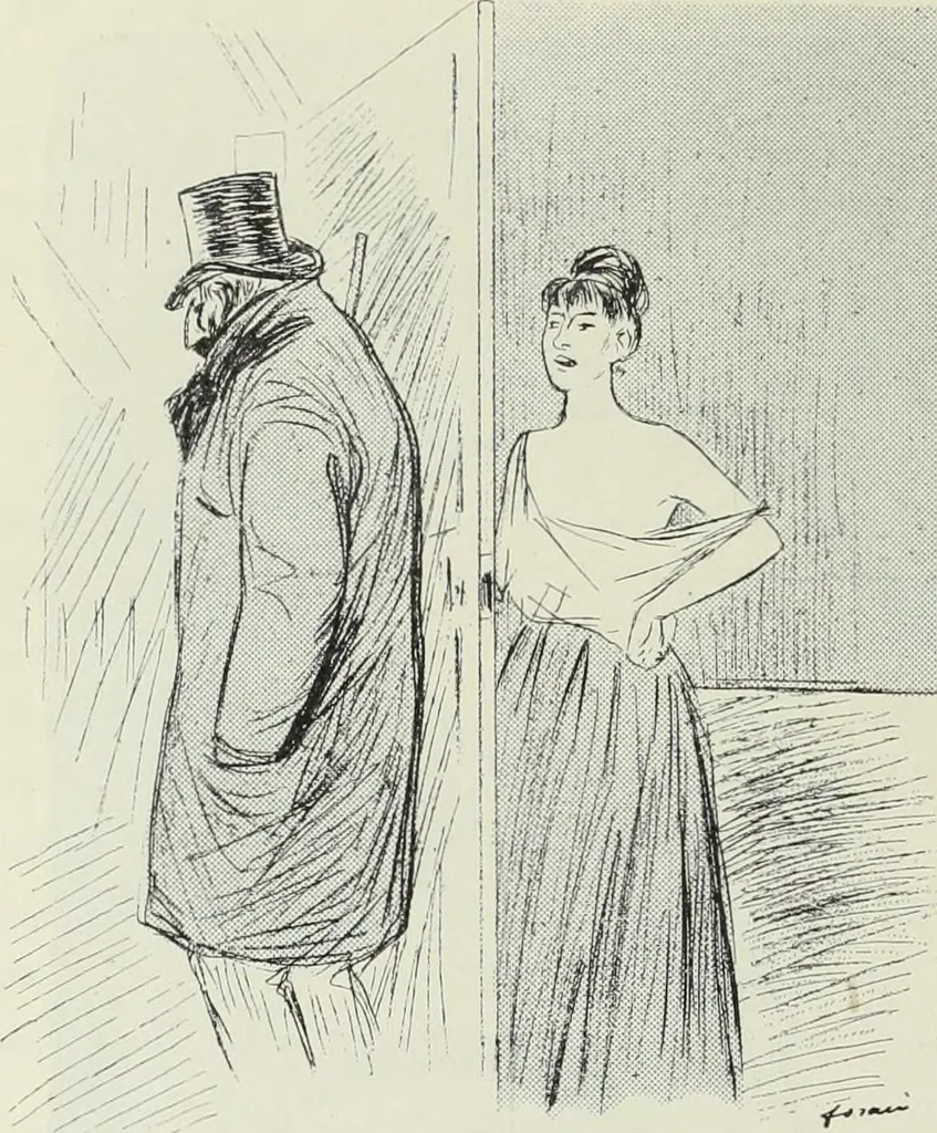 An illustration from Das Weib in der Karikatur Frankreichs : mit 448 Textillustrationen und 72 farbigen Kunstblättern nach seltenen und amüsanten französischen Karikaturen aus allen Zeitepochen, 1907, leaf 656