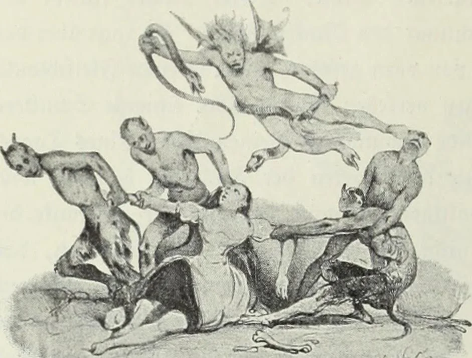 An illustration from Das Weib in der Karikatur Frankreichs : mit 448 Textillustrationen und 72 farbigen Kunstblättern nach seltenen und amüsanten französischen Karikaturen aus allen Zeitepochen, 1907, leaf 66