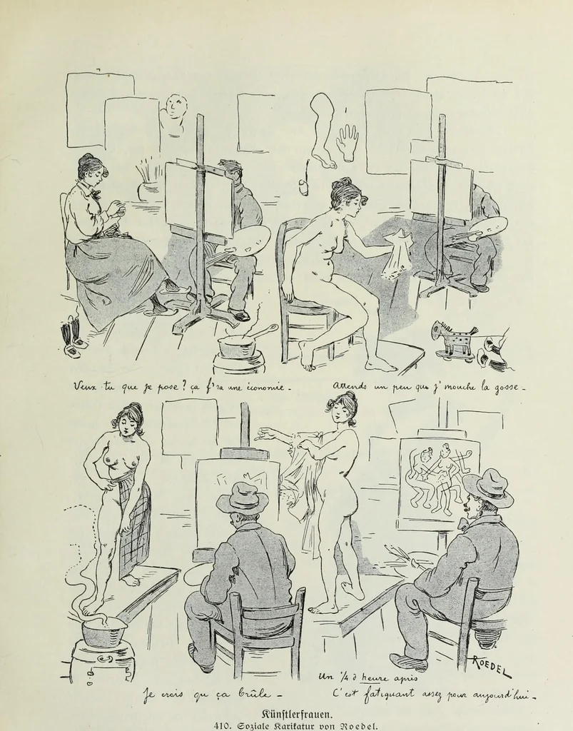 An illustration from Das Weib in der Karikatur Frankreichs : mit 448 Textillustrationen und 72 farbigen Kunstblättern nach seltenen und amüsanten französischen Karikaturen aus allen Zeitepochen, 1907, leaf 663