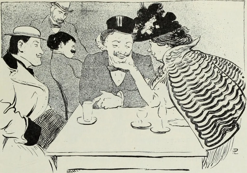 An illustration from Das Weib in der Karikatur Frankreichs : mit 448 Textillustrationen und 72 farbigen Kunstblättern nach seltenen und amüsanten französischen Karikaturen aus allen Zeitepochen, 1907, leaf 665