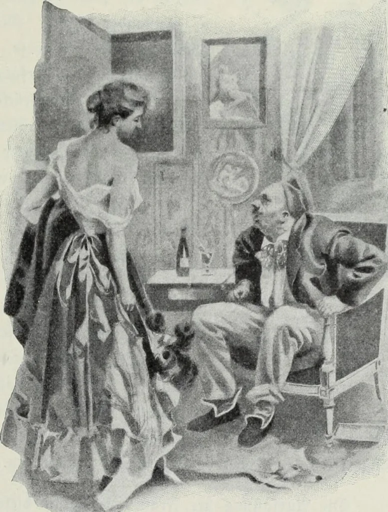 An illustration from Das Weib in der Karikatur Frankreichs : mit 448 Textillustrationen und 72 farbigen Kunstblättern nach seltenen und amüsanten französischen Karikaturen aus allen Zeitepochen, 1907, leaf 669