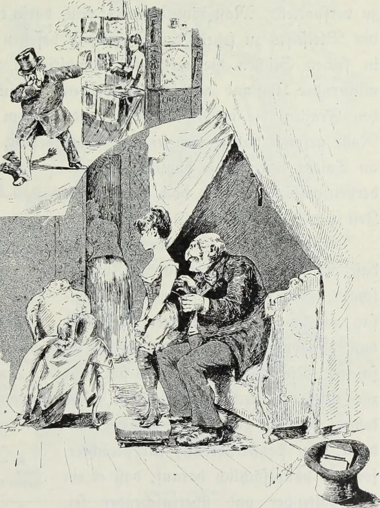 An illustration from Das Weib in der Karikatur Frankreichs : mit 448 Textillustrationen und 72 farbigen Kunstblättern nach seltenen und amüsanten französischen Karikaturen aus allen Zeitepochen, 1907, leaf 677