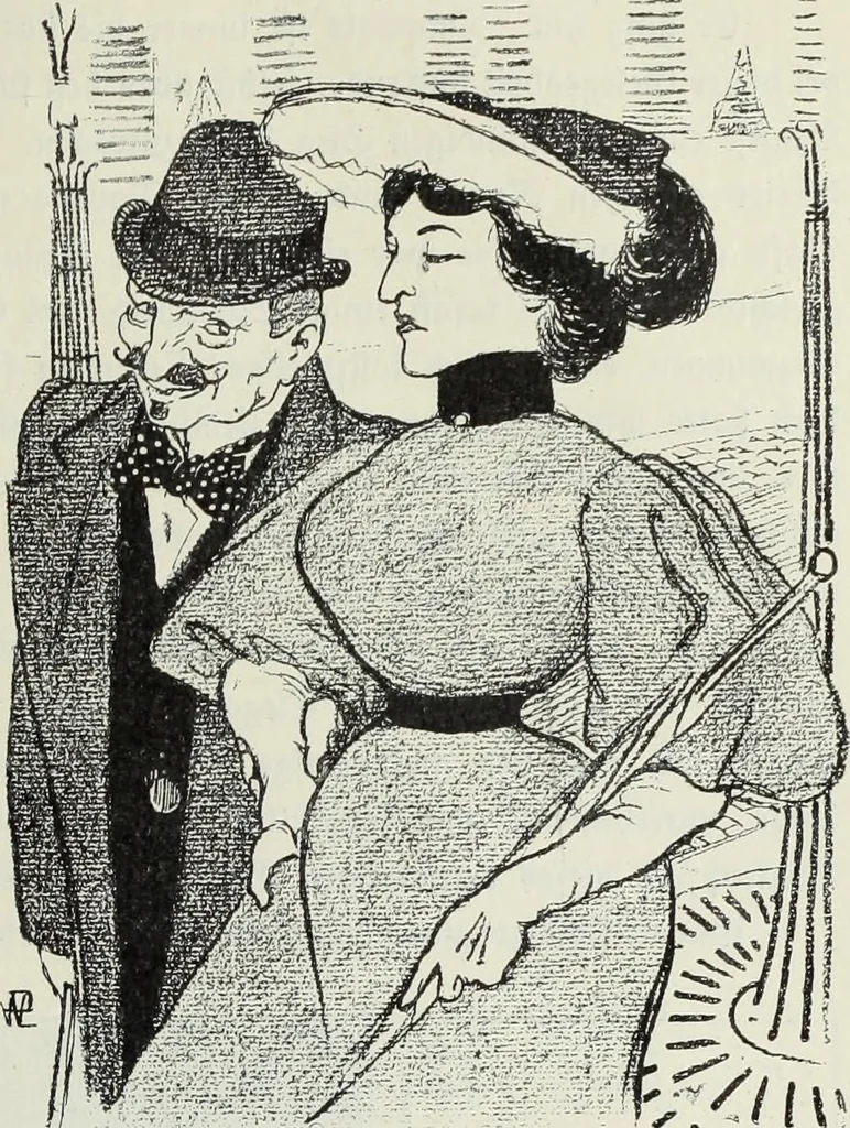 An illustration from Das Weib in der Karikatur Frankreichs : mit 448 Textillustrationen und 72 farbigen Kunstblättern nach seltenen und amüsanten französischen Karikaturen aus allen Zeitepochen, 1907, leaf 693