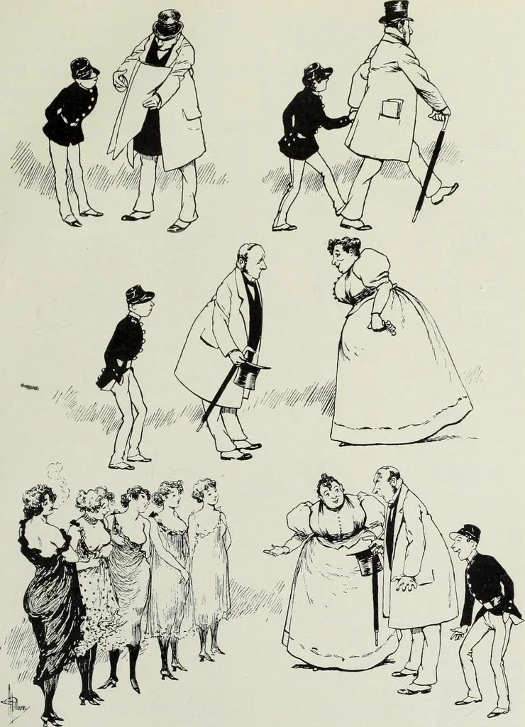 An illustration from Das Weib in der Karikatur Frankreichs : mit 448 Textillustrationen und 72 farbigen Kunstblättern nach seltenen und amüsanten französischen Karikaturen aus allen Zeitepochen, 1907, leaf 699