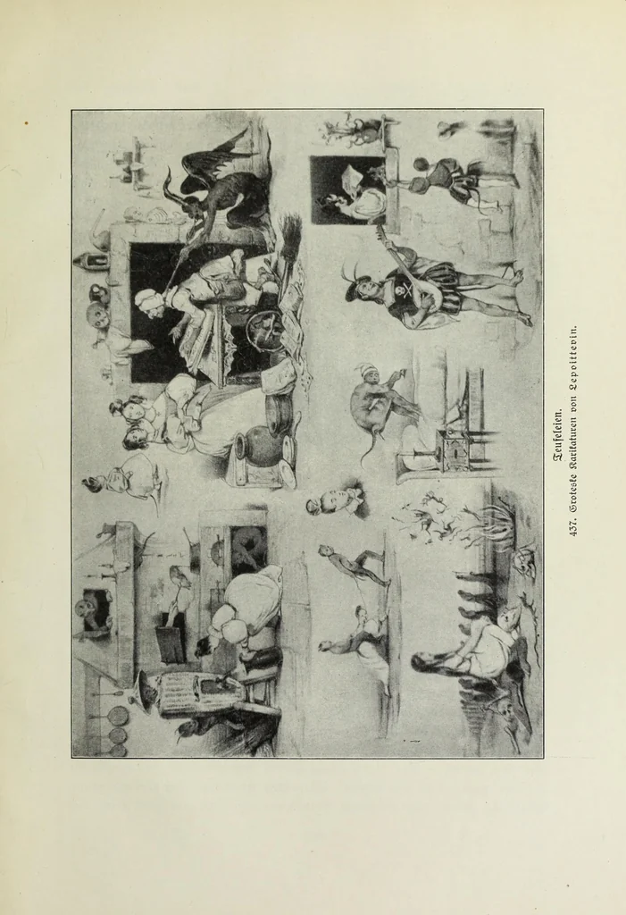 An illustration from Das Weib in der Karikatur Frankreichs : mit 448 Textillustrationen und 72 farbigen Kunstblättern nach seltenen und amüsanten französischen Karikaturen aus allen Zeitepochen, 1907, leaf 701