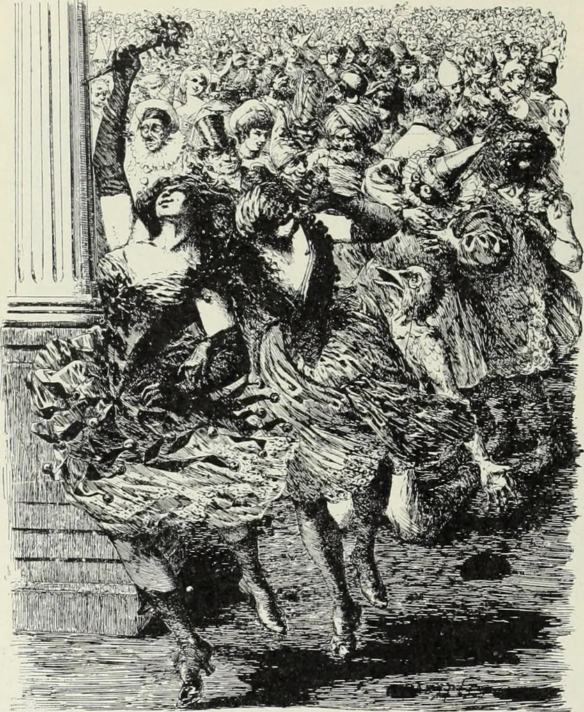 An illustration from Das Weib in der Karikatur Frankreichs : mit 448 Textillustrationen und 72 farbigen Kunstblättern nach seltenen und amüsanten französischen Karikaturen aus allen Zeitepochen, 1907, leaf 702