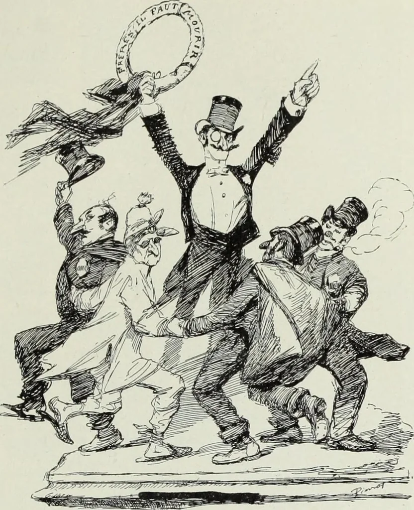 An illustration from Das Weib in der Karikatur Frankreichs : mit 448 Textillustrationen und 72 farbigen Kunstblättern nach seltenen und amüsanten französischen Karikaturen aus allen Zeitepochen, 1907, leaf 707