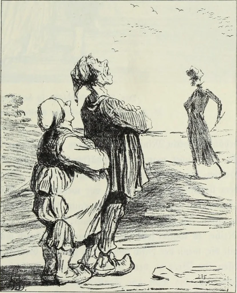 An illustration from Das Weib in der Karikatur Frankreichs : mit 448 Textillustrationen und 72 farbigen Kunstblättern nach seltenen und amüsanten französischen Karikaturen aus allen Zeitepochen, 1907, leaf 71