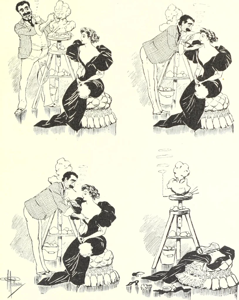 An illustration from Das Weib in der Karikatur Frankreichs : mit 448 Textillustrationen und 72 farbigen Kunstblättern nach seltenen und amüsanten französischen Karikaturen aus allen Zeitepochen, 1907, leaf 715