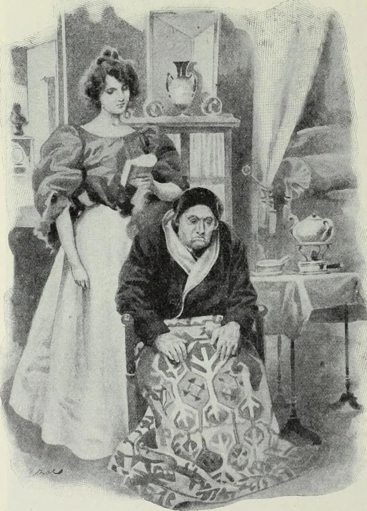 An illustration from Das Weib in der Karikatur Frankreichs : mit 448 Textillustrationen und 72 farbigen Kunstblättern nach seltenen und amüsanten französischen Karikaturen aus allen Zeitepochen, 1907, leaf 718