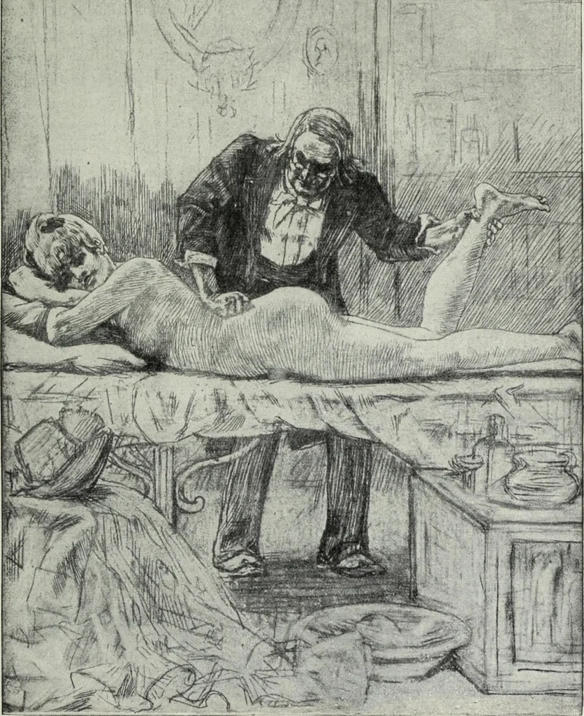 An illustration from Das Weib in der Karikatur Frankreichs : mit 448 Textillustrationen und 72 farbigen Kunstblättern nach seltenen und amüsanten französischen Karikaturen aus allen Zeitepochen, 1907, leaf 79