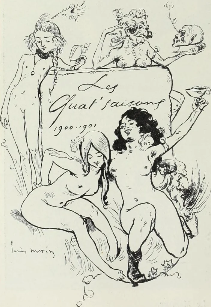 An illustration from Das Weib in der Karikatur Frankreichs : mit 448 Textillustrationen und 72 farbigen Kunstblättern nach seltenen und amüsanten französischen Karikaturen aus allen Zeitepochen, 1907, leaf 80