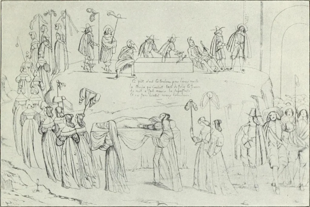 An illustration from Das Weib in der Karikatur Frankreichs : mit 448 Textillustrationen und 72 farbigen Kunstblättern nach seltenen und amüsanten französischen Karikaturen aus allen Zeitepochen, 1907, leaf 83