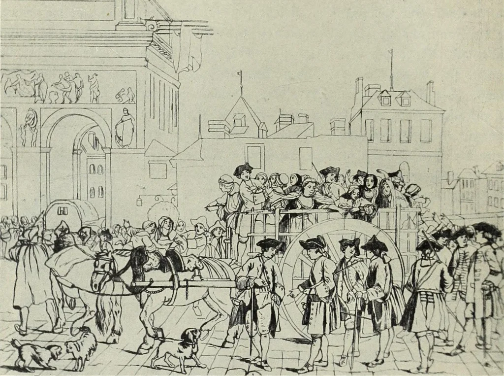 An illustration from Das Weib in der Karikatur Frankreichs : mit 448 Textillustrationen und 72 farbigen Kunstblättern nach seltenen und amüsanten französischen Karikaturen aus allen Zeitepochen, 1907, leaf 86
