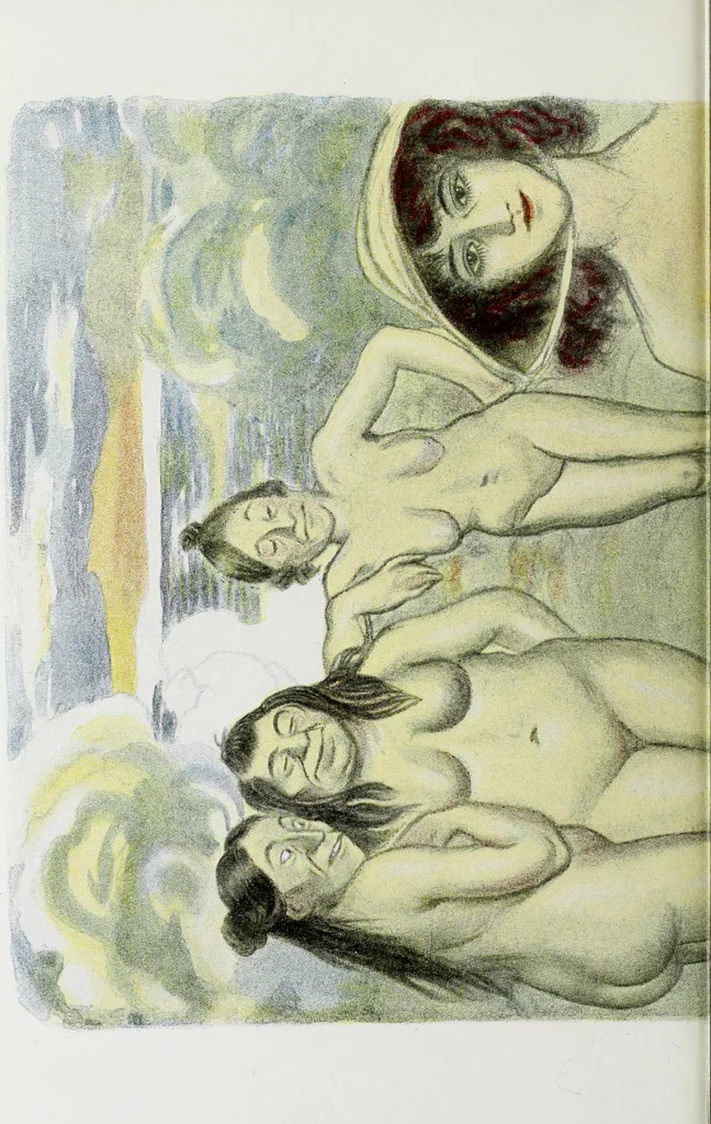 An illustration from Das Weib in der Karikatur Frankreichs : mit 448 Textillustrationen und 72 farbigen Kunstblättern nach seltenen und amüsanten französischen Karikaturen aus allen Zeitepochen, 1907, leaf 88