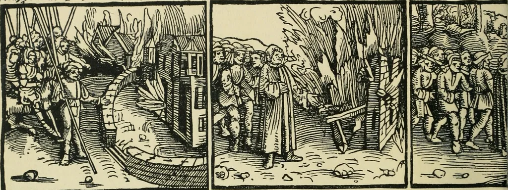 An illustration from Das Wunderblut zu Wilsnack : niederdeutscher Einblattdruck mit 15 Holzschnitten aus der Zeit von 1510-1520, 1904, leaf 24