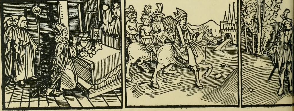 An illustration from Das Wunderblut zu Wilsnack : niederdeutscher Einblattdruck mit 15 Holzschnitten aus der Zeit von 1510-1520, 1904, leaf 24