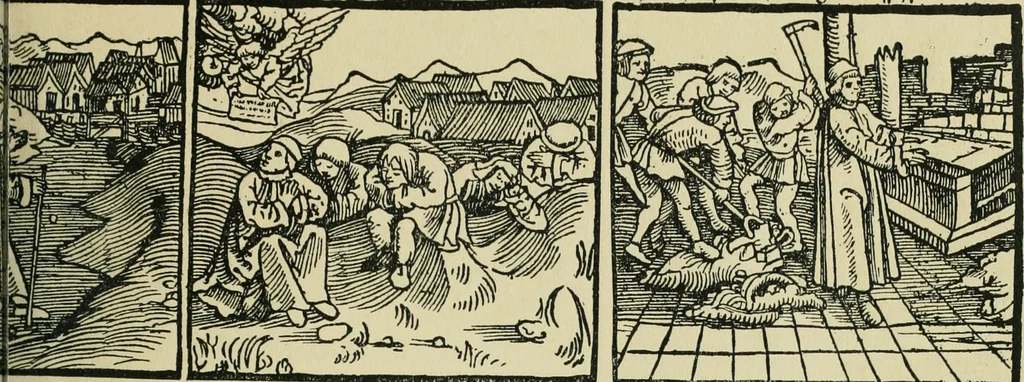 An illustration from Das Wunderblut zu Wilsnack : niederdeutscher Einblattdruck mit 15 Holzschnitten aus der Zeit von 1510-1520, 1904, leaf 25