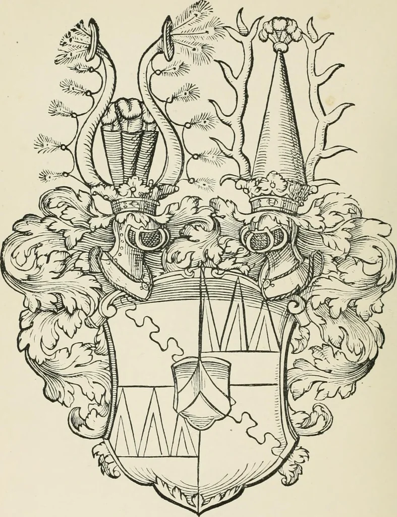 An illustration from Dated book-plates (Ex libris) with a treatise on their origin and development, 1895, leaf 10