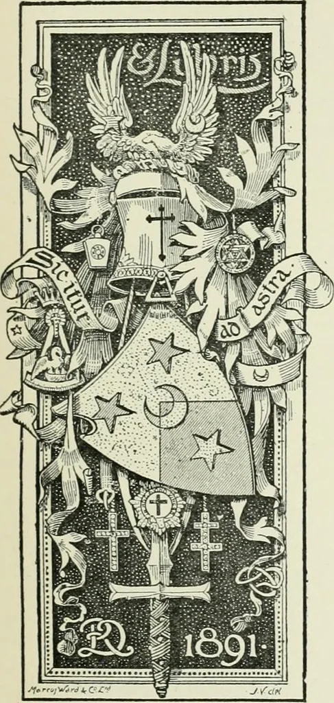 An illustration from Dated book-plates (Ex libris) with a treatise on their origin and development, 1895, leaf 165