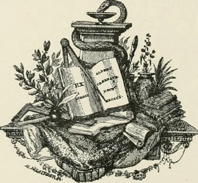 An illustration from Dated book-plates (Ex libris) with a treatise on their origin and development, 1895, leaf 168