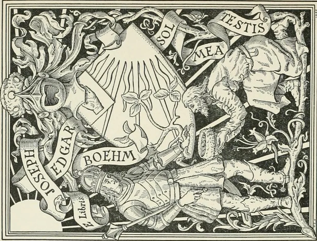 An illustration from Dated book-plates (Ex libris) with a treatise on their origin and development, 1895, leaf 344