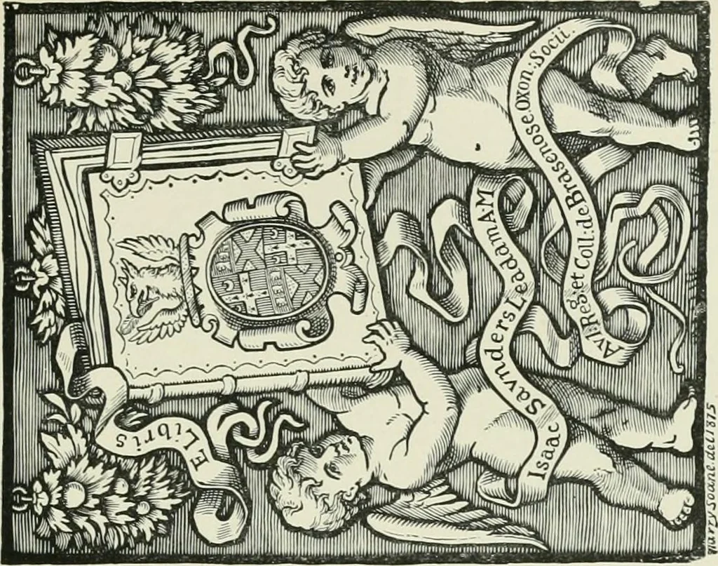 An illustration from Dated book-plates (Ex libris) with a treatise on their origin and development, 1895, leaf 353