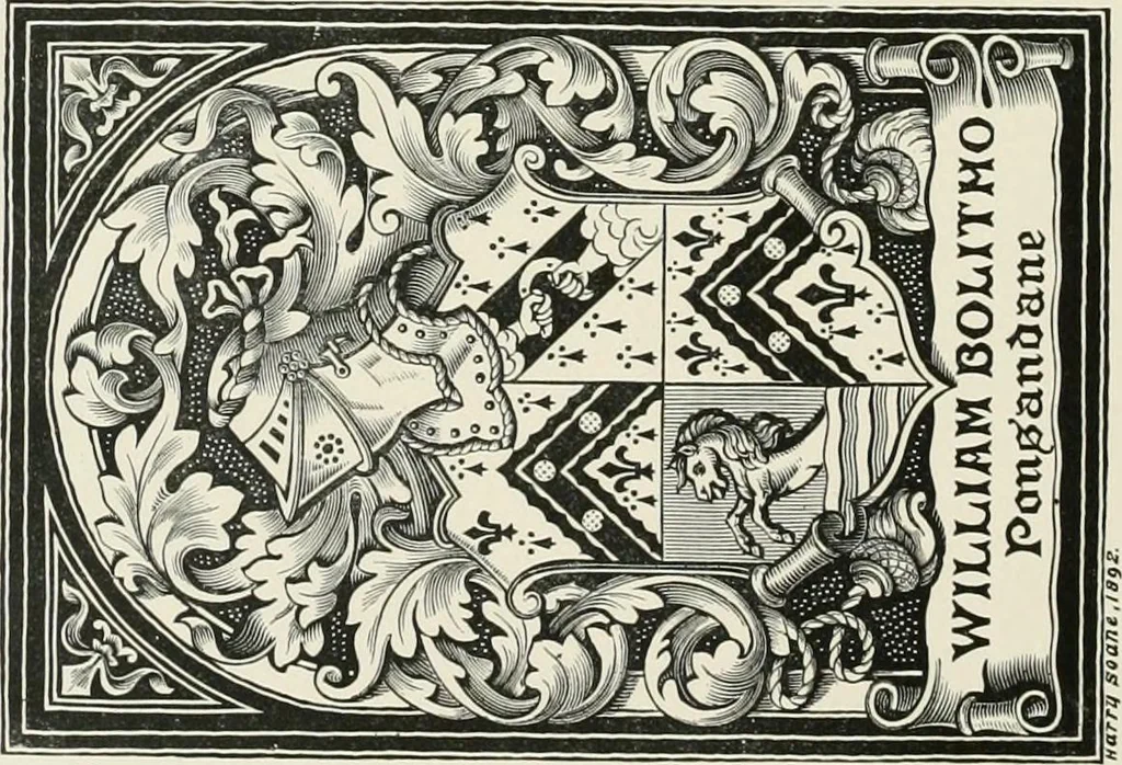 An illustration from Dated book-plates (Ex libris) with a treatise on their origin and development, 1895, leaf 364