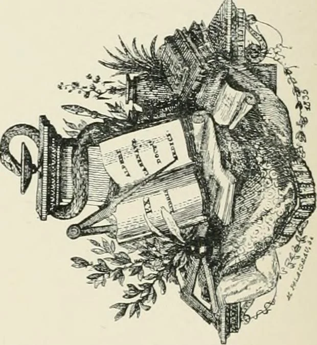 An illustration from Dated book-plates (Ex libris) with a treatise on their origin and development, 1895, leaf 404