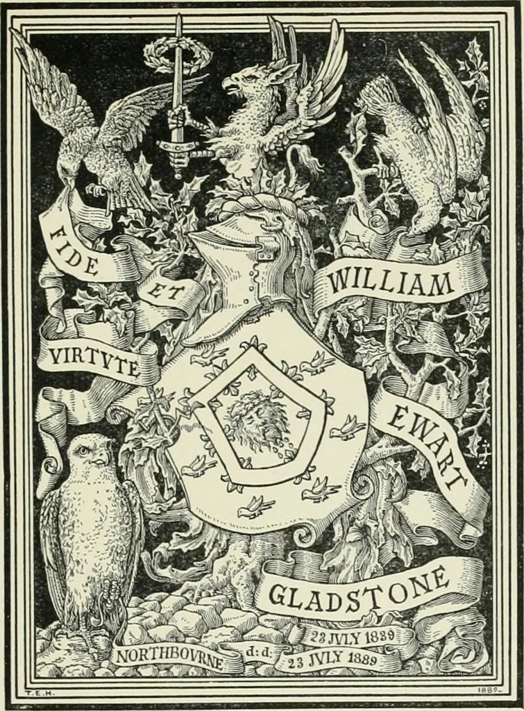An illustration from Dated book-plates (Ex libris) with a treatise on their origin and development, 1895, leaf 435