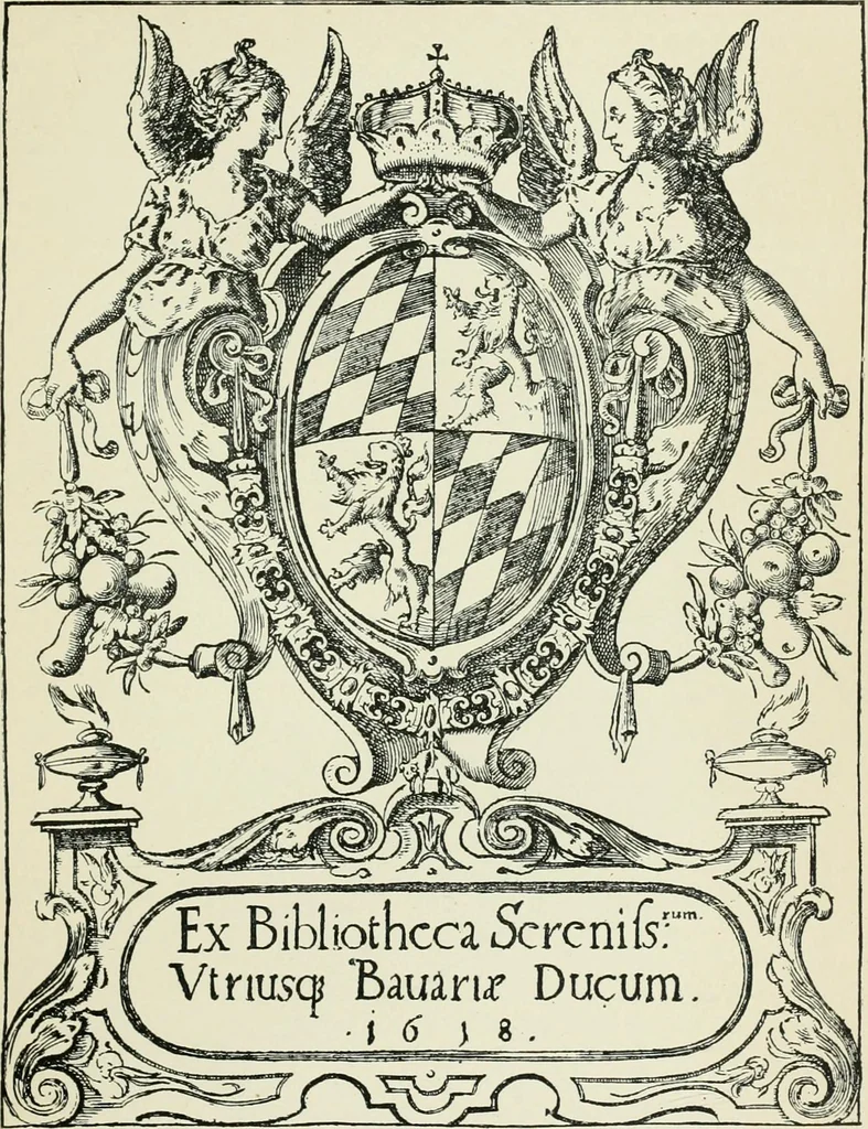 An illustration from Dated book-plates (Ex libris) with a treatise on their origin and development, 1895, leaf 49