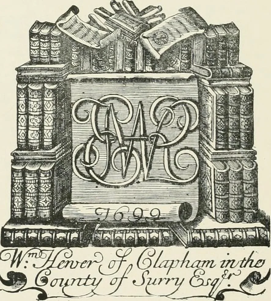 An illustration from Dated book-plates (Ex libris) with a treatise on their origin and development, 1895, leaf 88