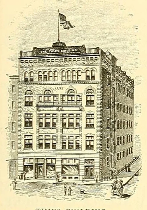 An illustration from The Dauchy Co.'s newspaper catalogue : a list of the newspapers and periodicals published in the United States and territories, and Canada, with date of establishment, frequency or day of issue, politics, denomination, nationality or special character, etc. .., 1897, leaf 675