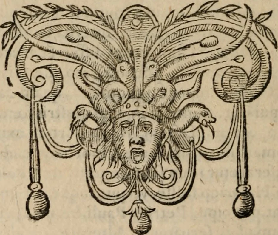 An illustration from D. Aurelii Augustini Hipponensis Episcopi, De Civitate Dei libri XXII veterum exemplarium collatione nunc demum castigagissimi facti, 1596, leaf 35