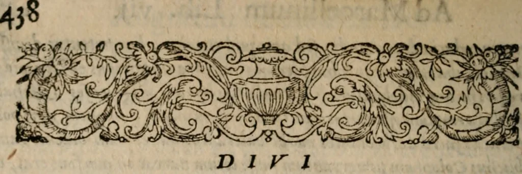 An illustration from D. Aurelii Augustini Hipponensis Episcopi, De Civitate Dei libri XXII veterum exemplarium collatione nunc demum castigagissimi facti, 1596, leaf 497