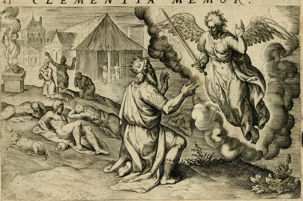 An illustration from David, hoc est, Virtvtis exercitatissimae probatvm deo spectacvlvm : ex David pastoris militis regis exvlis ac prophetae exemplis, 1575, leaf 102