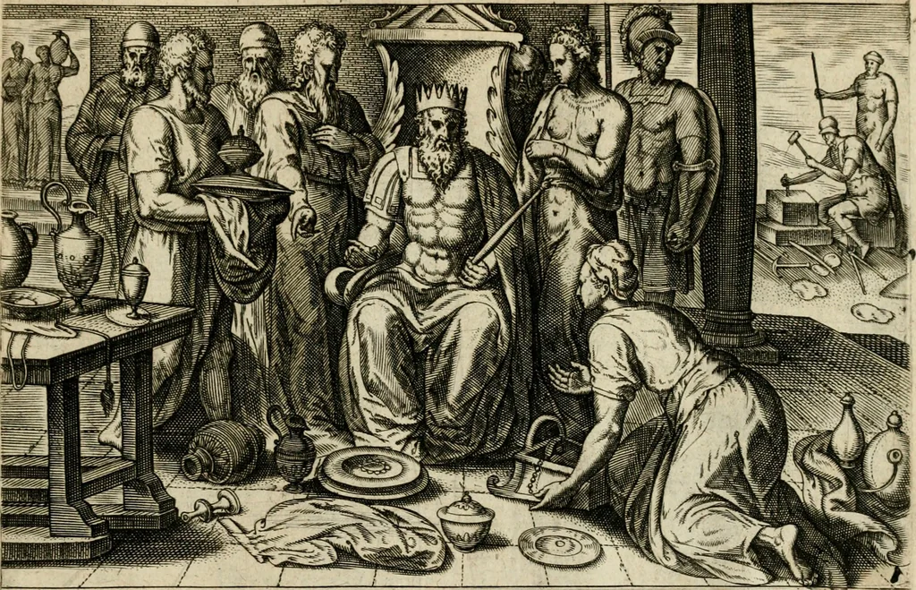 An illustration from David, hoc est, Virtvtis exercitatissimae probatvm deo spectacvlvm : ex David pastoris militis regis exvlis ac prophetae exemplis, 1575, leaf 104