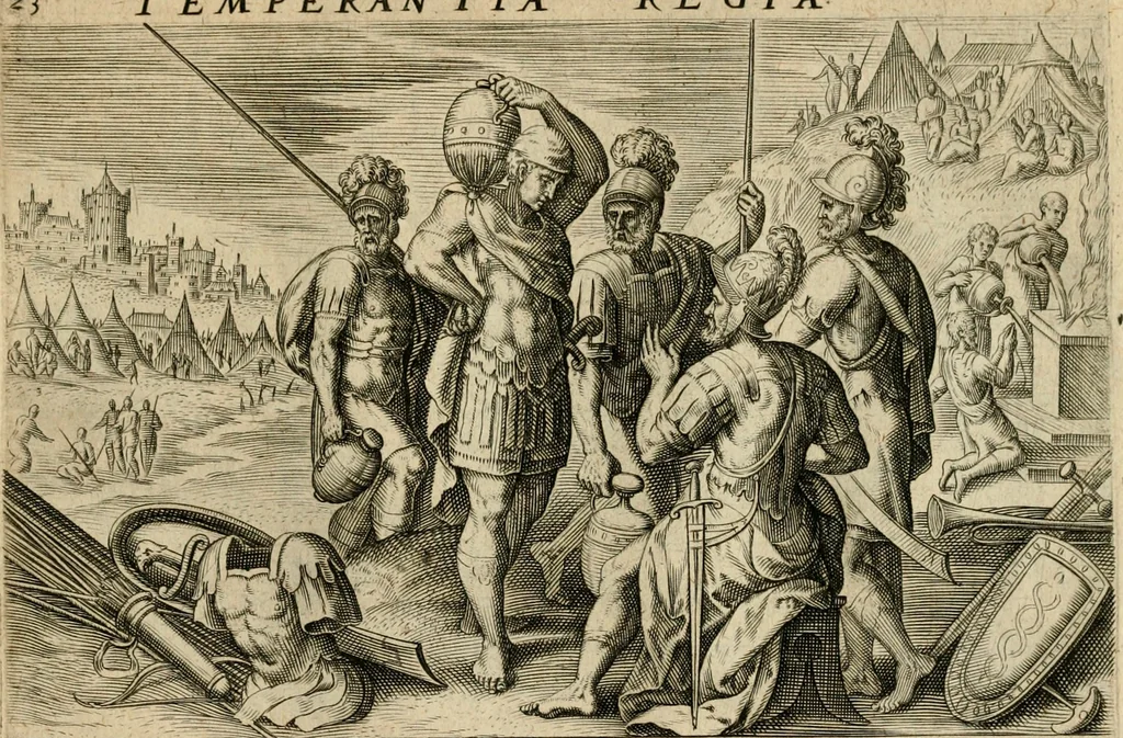 An illustration from David, hoc est, Virtvtis exercitatissimae probatvm deo spectacvlvm : ex David pastoris militis regis exvlis ac prophetae exemplis, 1575, leaf 58