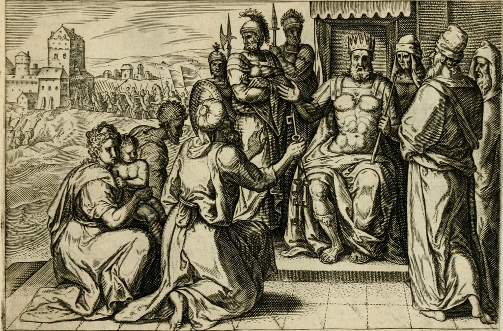 An illustration from David, hoc est, Virtvtis exercitatissimae probatvm deo spectacvlvm : ex David pastoris militis regis exvlis ac prophetae exemplis, 1575, leaf 68