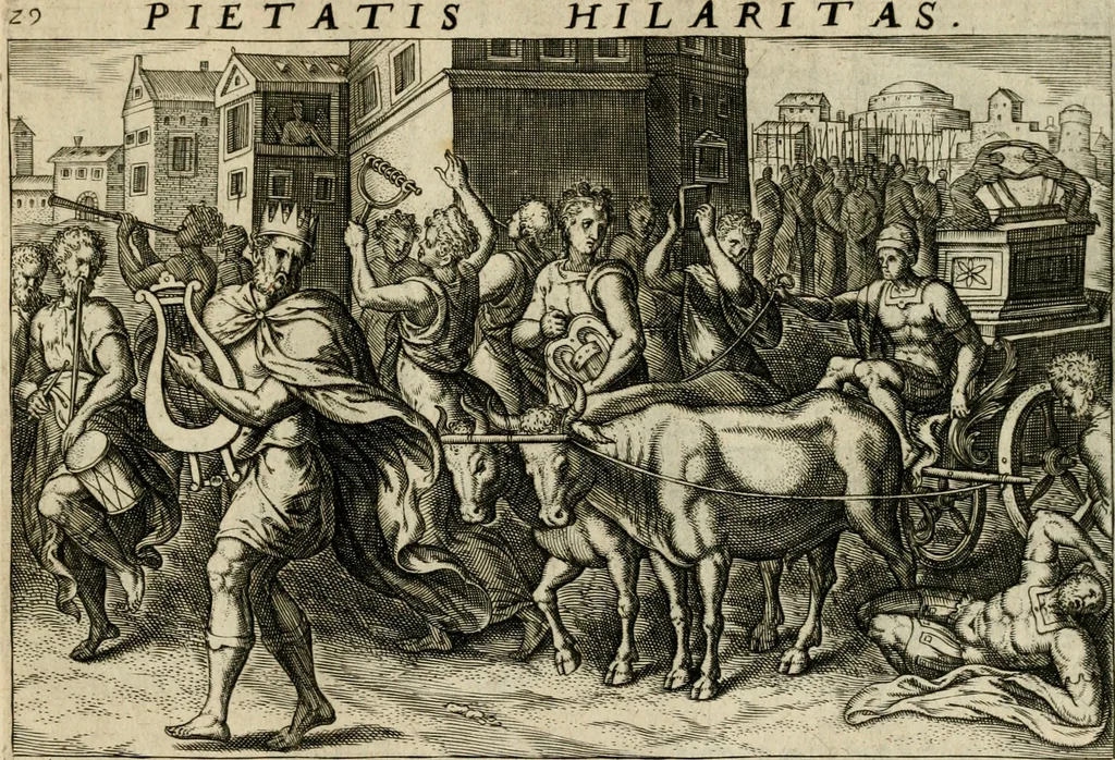 An illustration from David, hoc est, Virtvtis exercitatissimae probatvm deo spectacvlvm : ex David pastoris militis regis exvlis ac prophetae exemplis, 1575, leaf 70