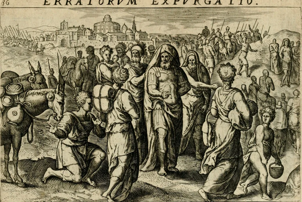 An illustration from David, hoc est, Virtvtis exercitatissimae probatvm deo spectacvlvm : ex David pastoris militis regis exvlis ac prophetae exemplis, 1575, leaf 84