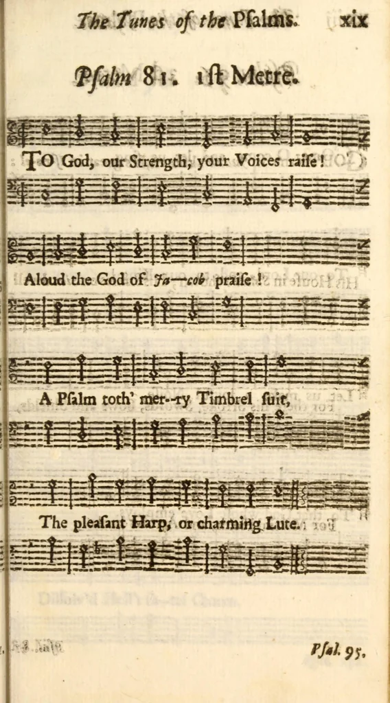 An illustration from The Psalms of David in English metre : translated from the original, and suited to all the tunes now sung in churches ; with the additions of several new, 1698, leaf 47