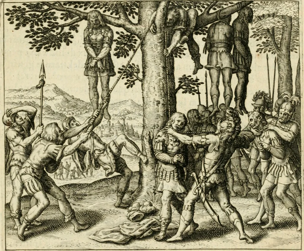 An illustration from David, virtvtis exercitatissimae probatum Deo spectaculum : ex Dauidis pastoris, militis, ducis, exsulis ac prophetae exemplis, 1597, leaf 130